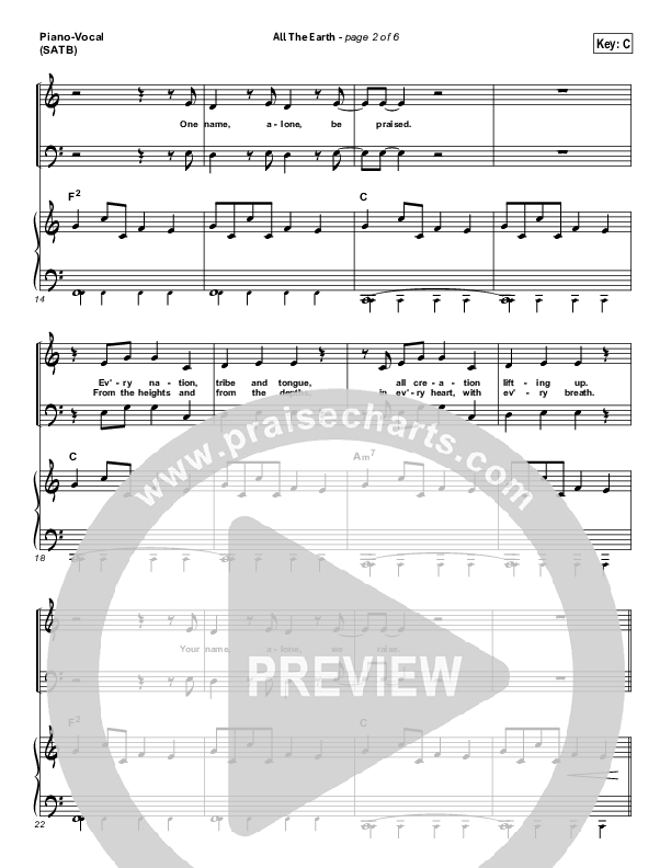 All The Earth (Choral Anthem SATB) Piano/Vocal (SATB) (Vertical Worship / Arr. Richard Kingsmore)