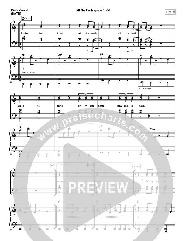 All The Earth (Choral Anthem SATB) Piano/Vocal (SATB) (Vertical Worship / Arr. Richard Kingsmore)
