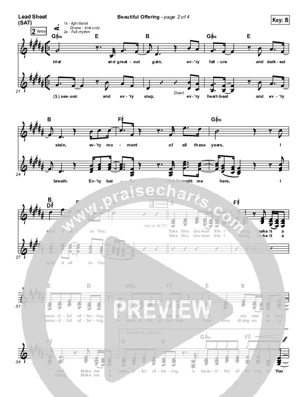 Beautiful Offering Lead Sheet (Big Daddy Weave)