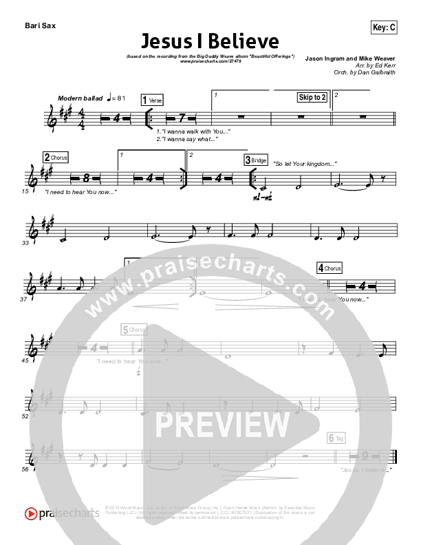 Jesus I Believe Bari Sax (Big Daddy Weave)