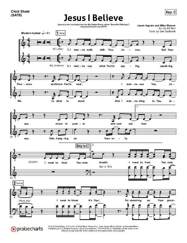 Jesus I Believe Choir Vocals (SATB) (Big Daddy Weave)
