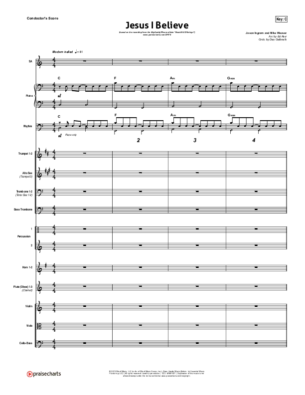 Jesus I Believe Conductor's Score (Big Daddy Weave)