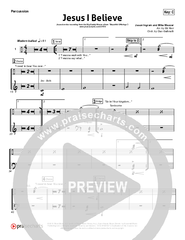 Jesus I Believe Percussion (Big Daddy Weave)