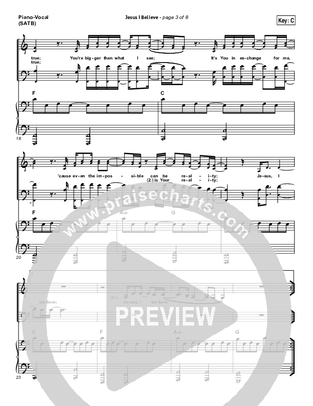 Jesus I Believe Piano/Vocal Pack (Big Daddy Weave)