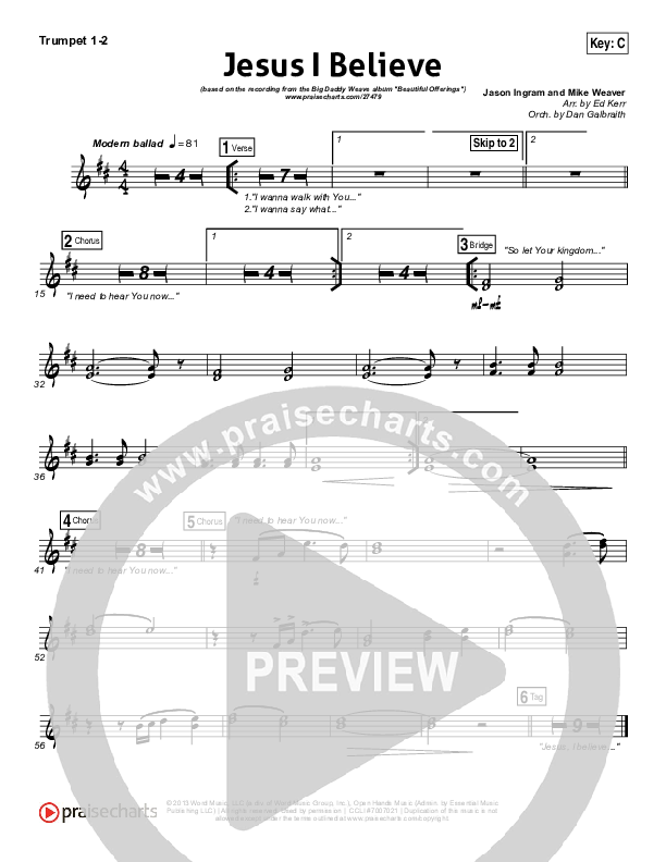 Jesus I Believe Trumpet 1,2 (Big Daddy Weave)