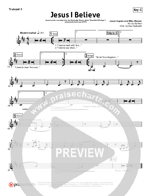 Jesus I Believe Brass Pack (Big Daddy Weave)