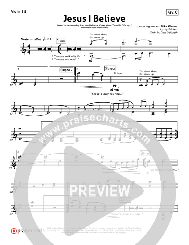 Jesus I Believe Violin 1/2 (Big Daddy Weave)