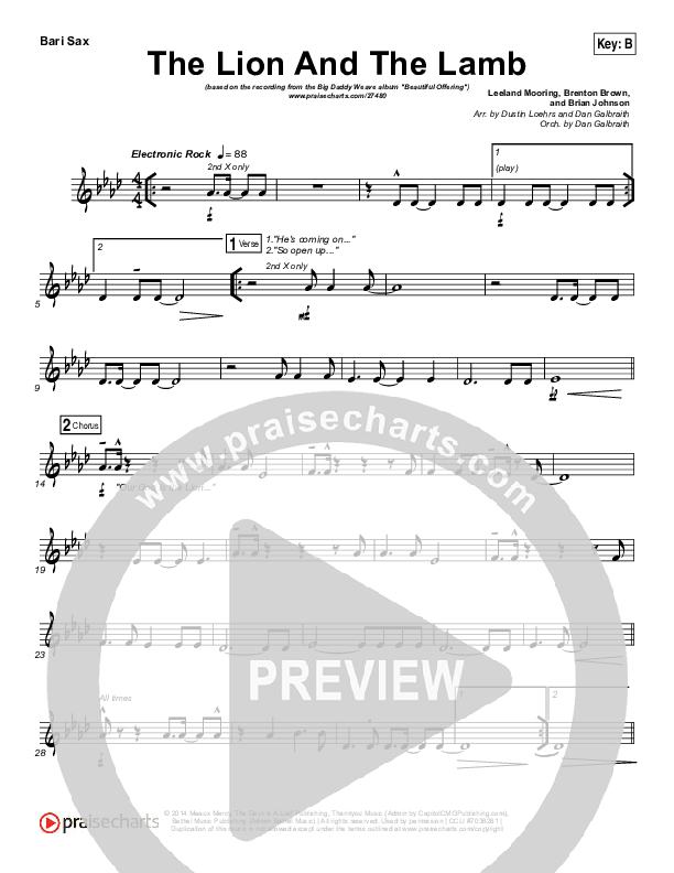 The Lion And The Lamb Bari Sax (Big Daddy Weave)