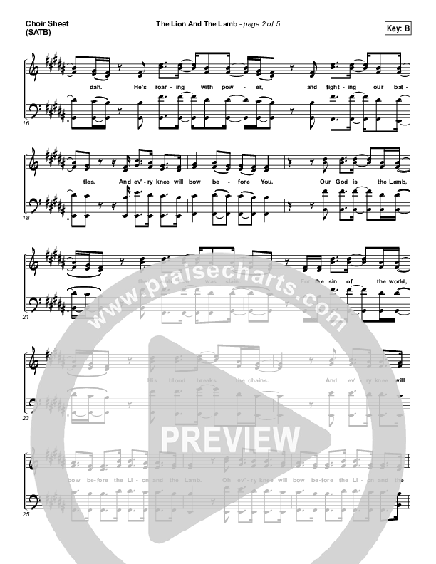 Lion And The Lamb Choir Sheet (SATB) (Big Daddy Weave)