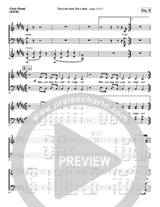The Lion And The Lamb Choir Sheet (SATB) (Big Daddy Weave)