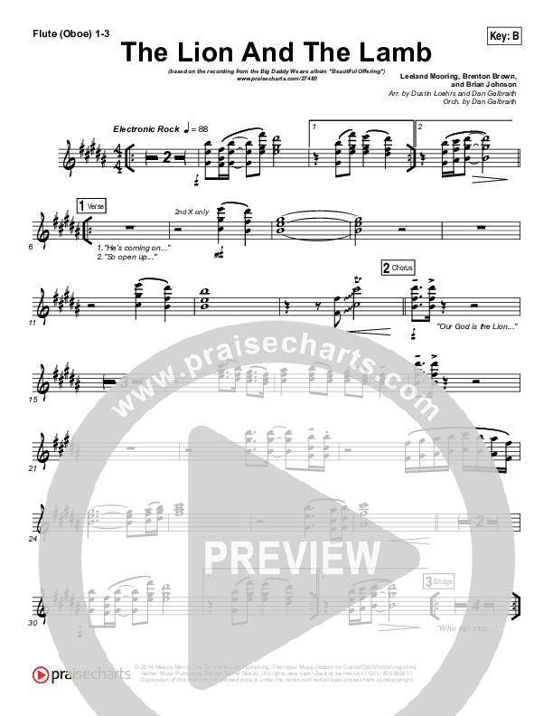 The Lion And The Lamb Flute/Oboe 1/2/3 (Big Daddy Weave)