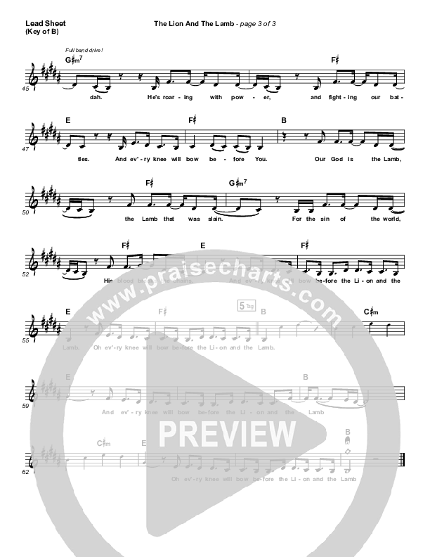 The Lion And The Lamb Lead Sheet (Melody) (Big Daddy Weave)