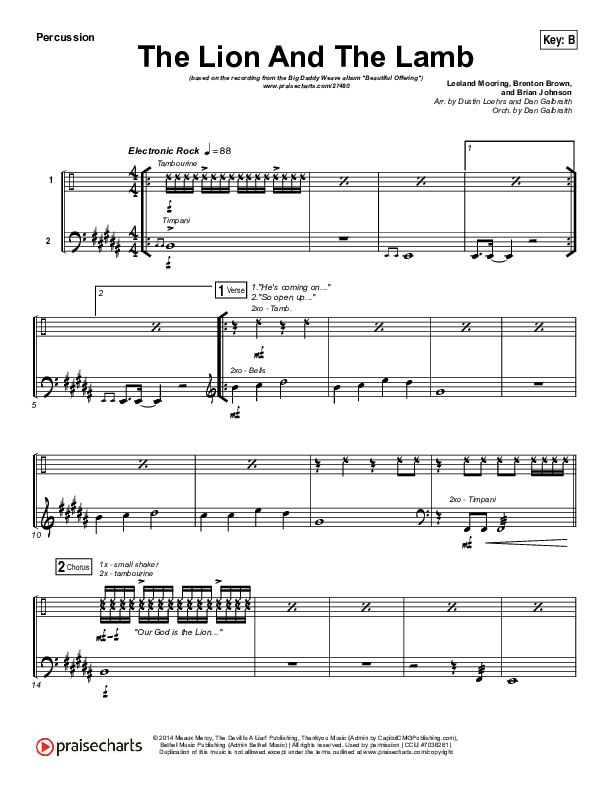 The Lion And The Lamb Percussion (Big Daddy Weave)