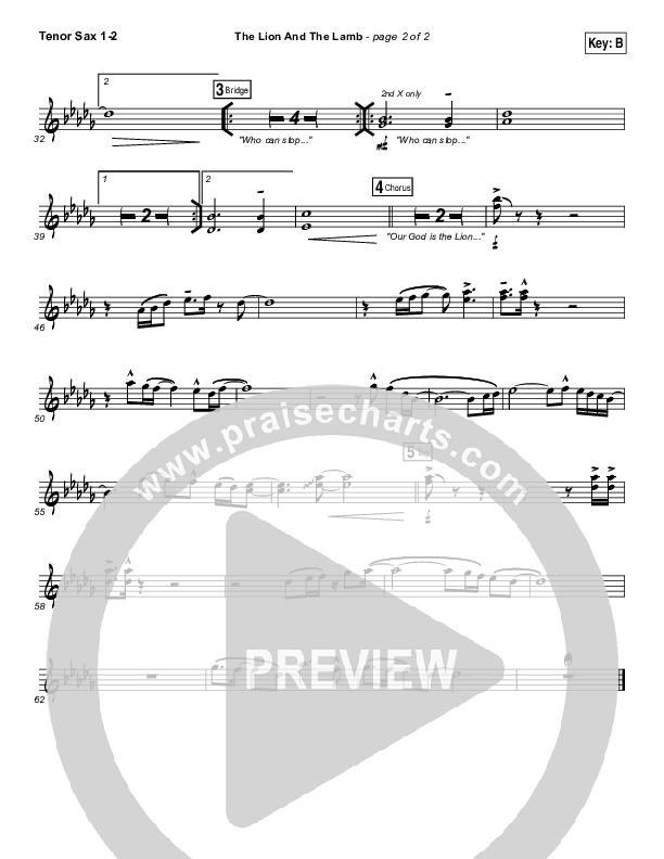 The Lion And The Lamb Tenor Sax 1/2 (Big Daddy Weave)