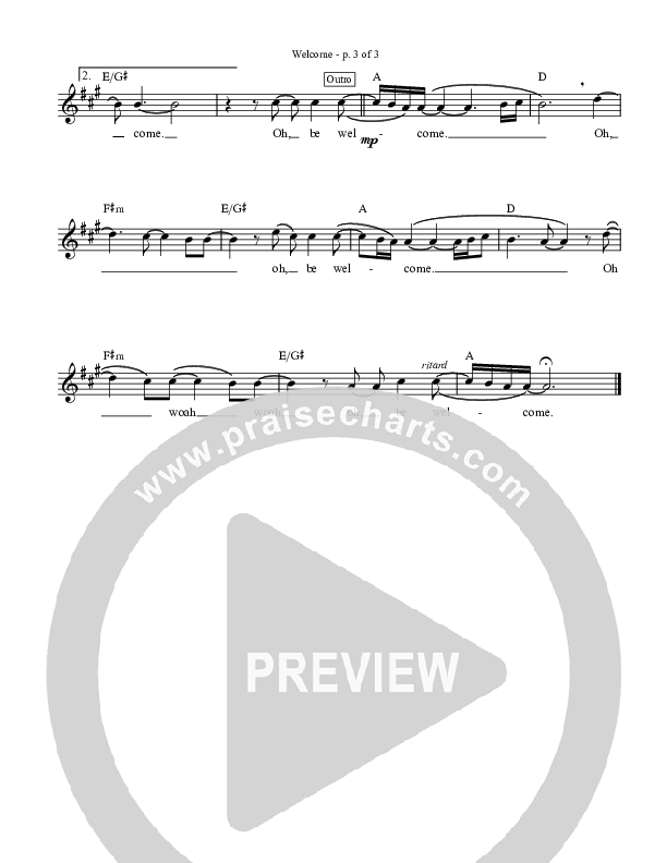 Welcome Lead Sheet (Big Daddy Weave)