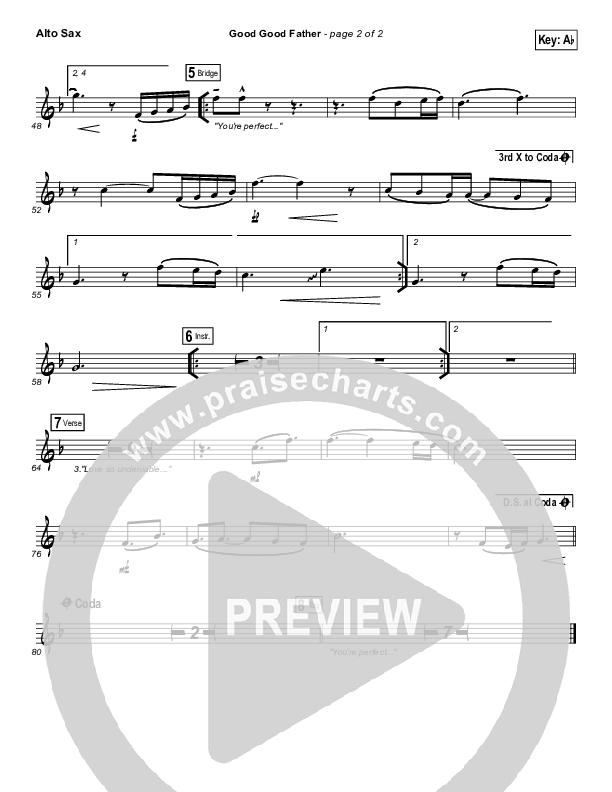 Good Good Father Alto Sax (Casting Crowns)