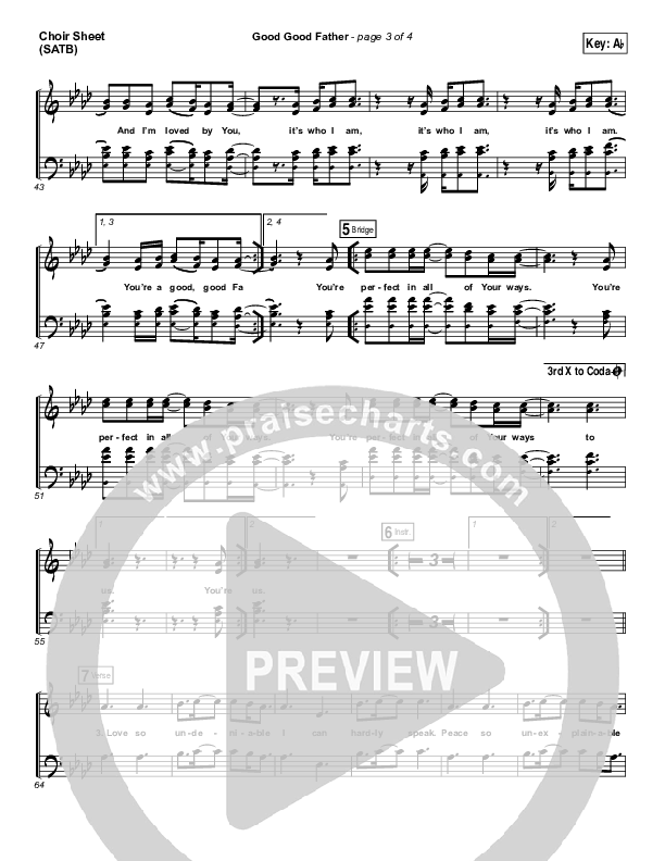 Good Good Father Choir Vocals (SATB) (Casting Crowns)