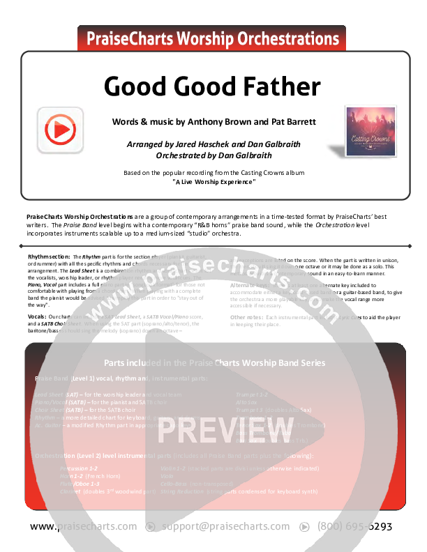 Good Good Father Cover Sheet (Casting Crowns)