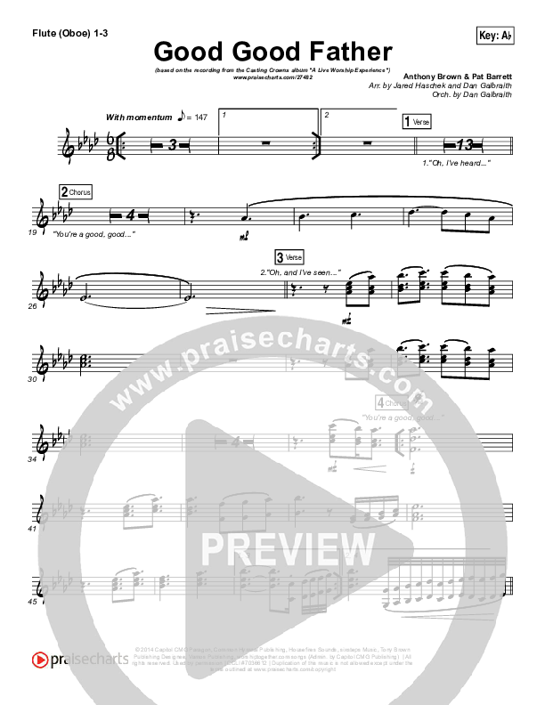 Good Good Father Flute/Oboe 1/2/3 (Casting Crowns)
