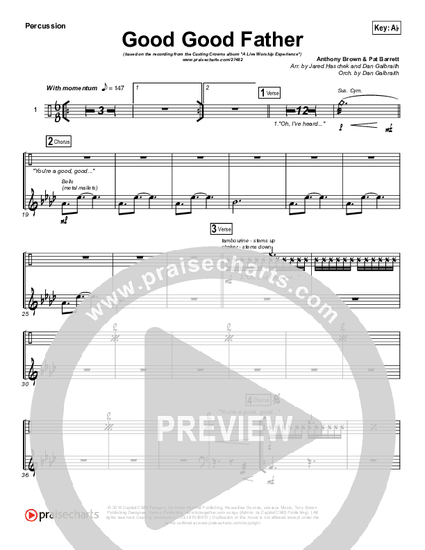 Good Good Father Percussion (Casting Crowns)