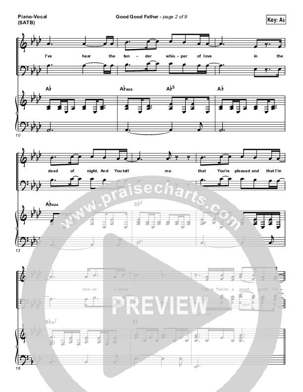 Good Good Father Piano/Vocal (SATB) (Casting Crowns)