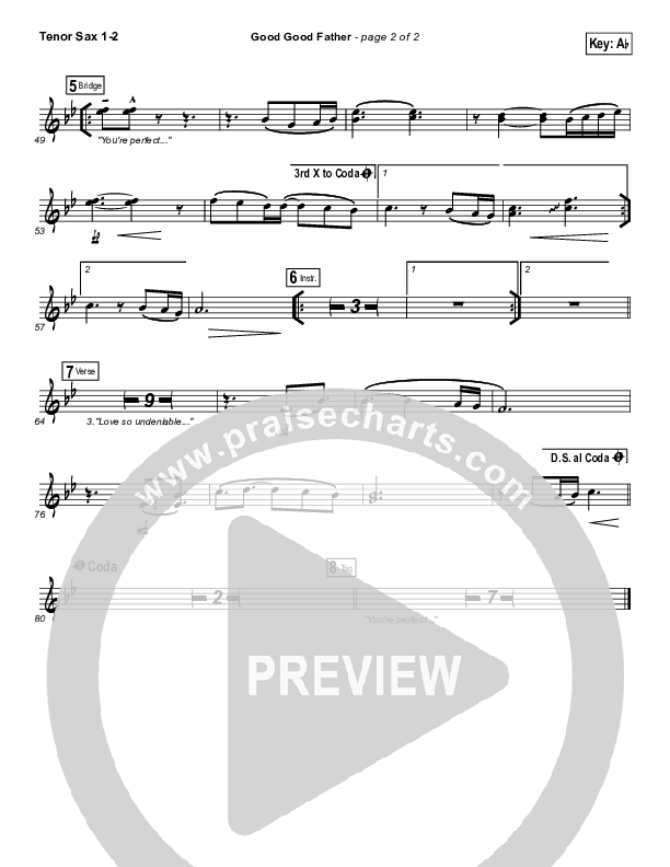 Good Good Father Tenor Sax 1/2 (Casting Crowns)