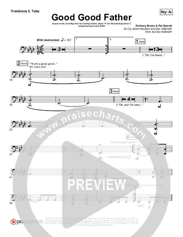 Good Good Father Trombone 3/Tuba (Casting Crowns)