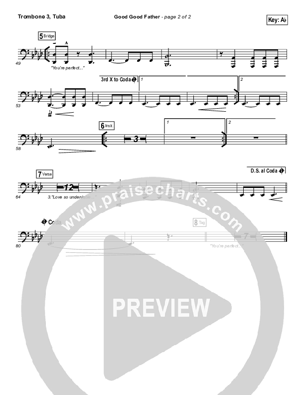 Good Good Father Trombone 3/Tuba (Casting Crowns)