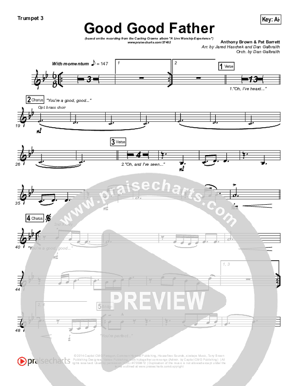 Good Good Father Trumpet 3 (Casting Crowns)