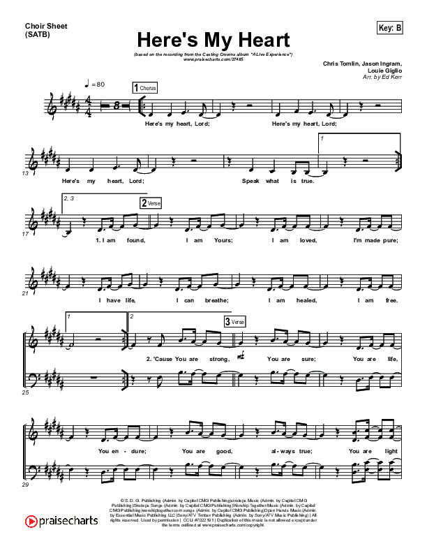 Here's My Heart Choir Sheet (SATB) (Casting Crowns)