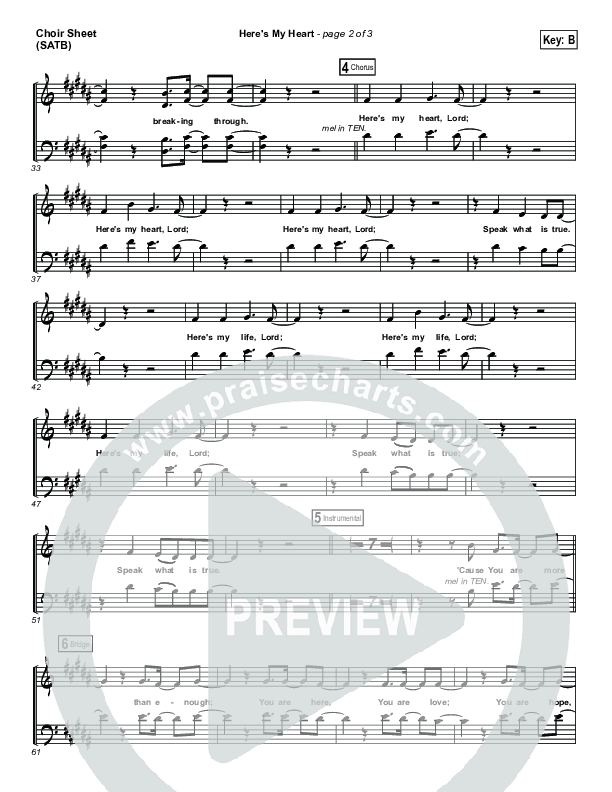 Here's My Heart Choir Sheet (SATB) (Casting Crowns)