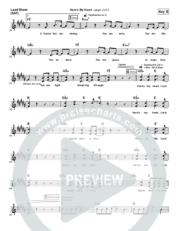 Here's My Heart Lead Sheet (SAT) (Casting Crowns)