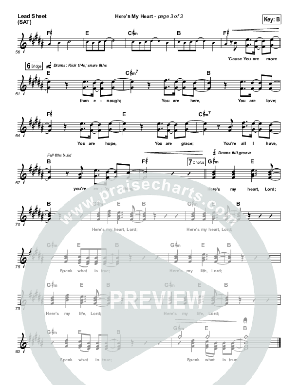 Here's My Heart Lead Sheet (SAT) (Casting Crowns)