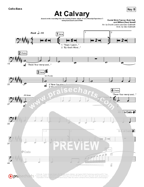 At Calvary Cello/Bass (Casting Crowns)