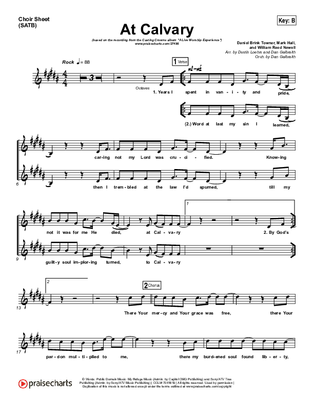 At Calvary Choir Vocals (SATB) (Casting Crowns)