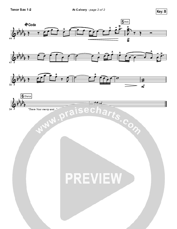 At Calvary Tenor Sax 1/2 (Casting Crowns)