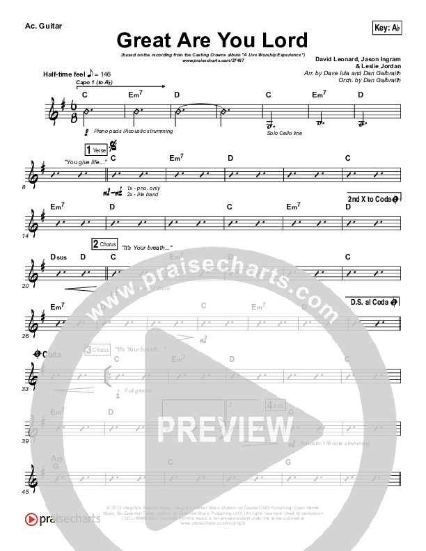 Great Are You Lord Acoustic Guitar (Casting Crowns)