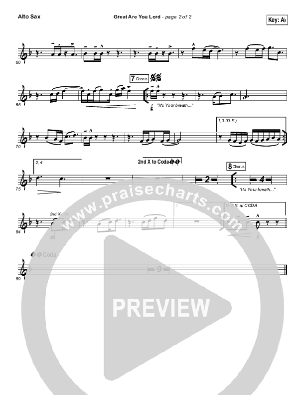 Great Are You Lord Alto Sax (Casting Crowns)