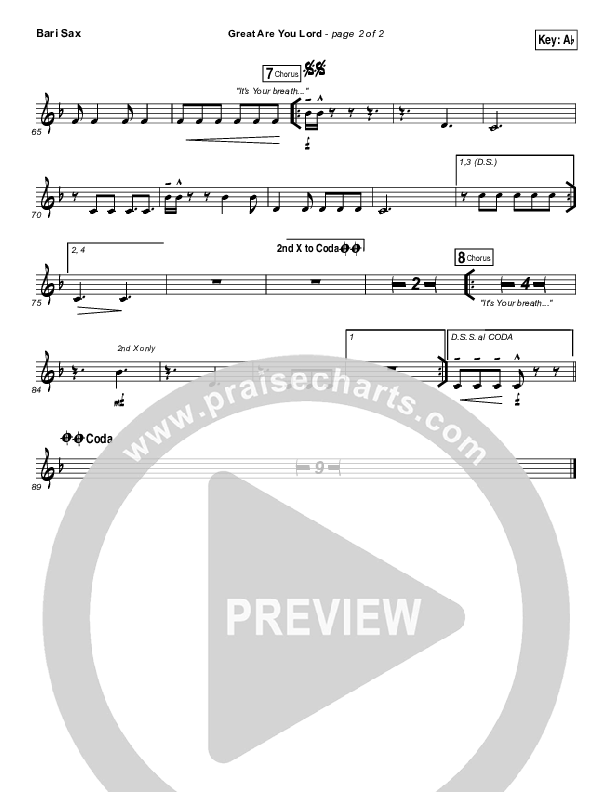 Great Are You Lord Bari Sax (Casting Crowns)