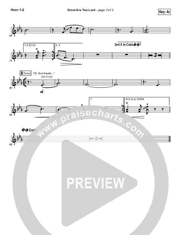 Great Are You Lord French Horn 1/2 (Casting Crowns)