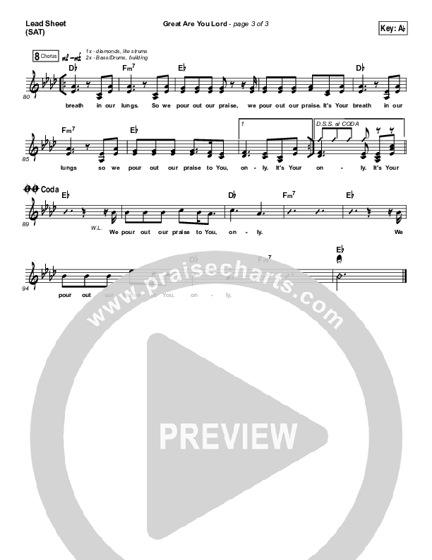 Great Are You Lord Lead Sheet (SAT) (Casting Crowns)