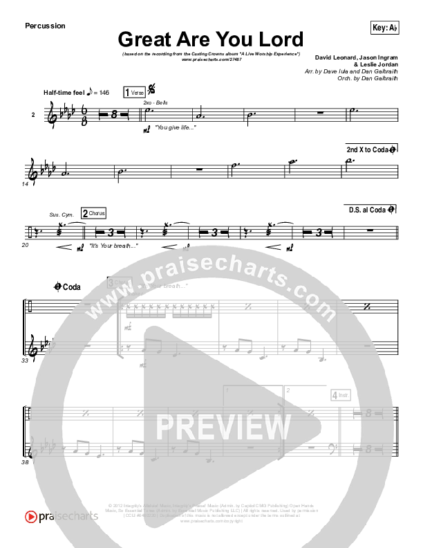 Great Are You Lord Percussion (Casting Crowns)