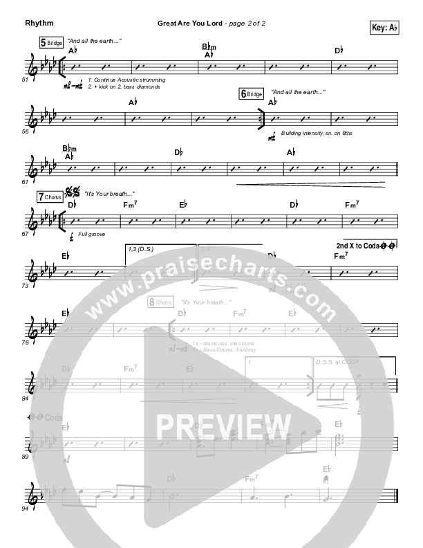 Great Are You Lord Rhythm Chart (Casting Crowns)