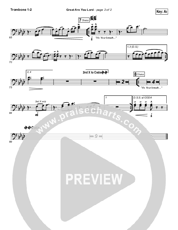 Great Are You Lord Trombone 1/2 (Casting Crowns)