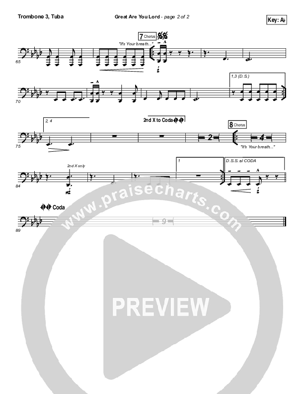 Great Are You Lord Trombone 3/Tuba (Casting Crowns)