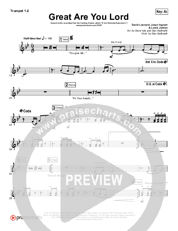 Great Are You Lord Trumpet 1,2 (Casting Crowns)