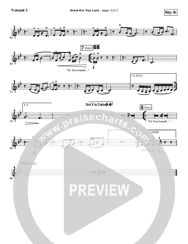 Great Are You Lord Trumpet 3 (Casting Crowns)