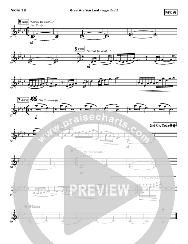 Great Are You Lord Violin 1/2 (Casting Crowns)