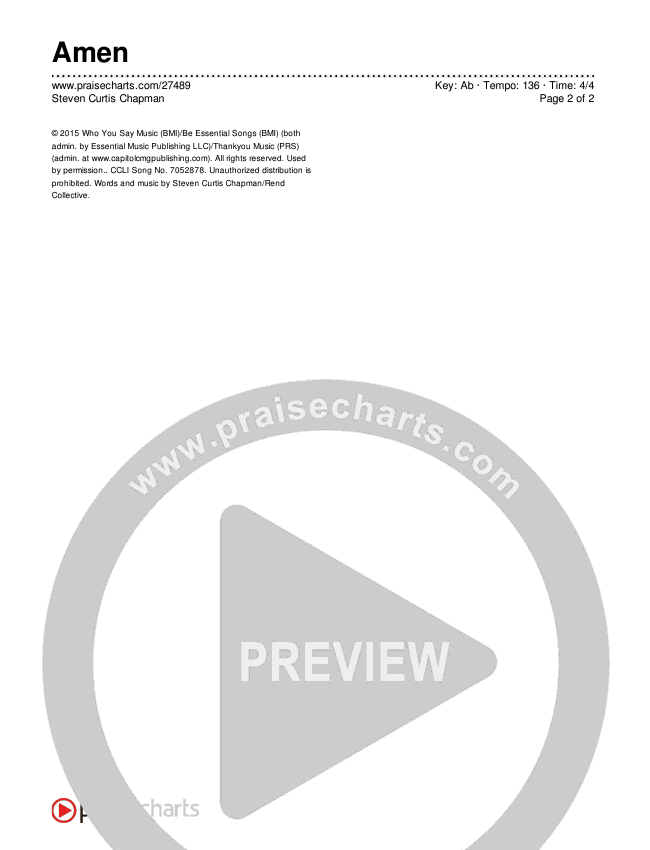Amen Chords & Lyrics (Steven Curtis Chapman)