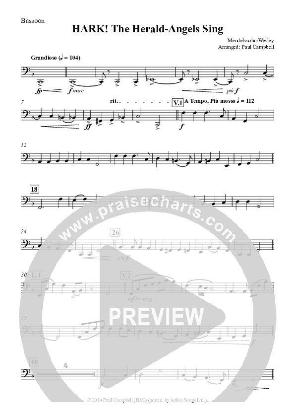 Hark The Herald-Angels Sing (with Fanfare and Descant) Bassoon (The New Irish Choir And Orchestra)